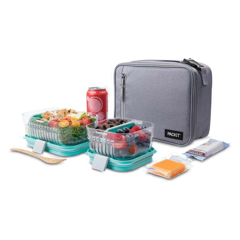 PackIt Freezable Classic Lunch Box, Gray Fog, Built with EcoFreeze Technology, Collapsible, Reusable, Zip Closure With Front Pocket and Buckle Handle, For Work Lunches and Fresh Lunch On the Go - Image 5